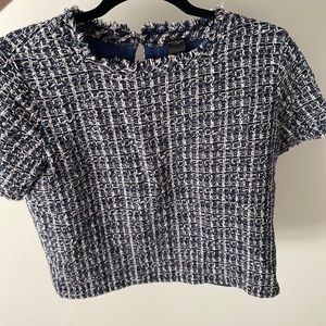Tweed Blouse (navy, blush pink) Perfect condition